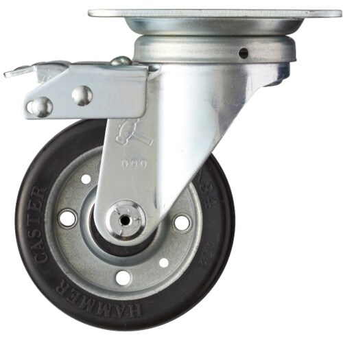 ハンマー スイッチキャスター ゴム車輪(ワイドタイ