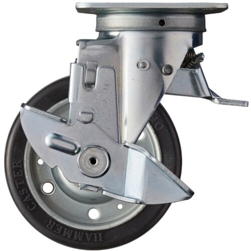 ハンマー スイッチキャスター ゴム車輪(ワイドタイ