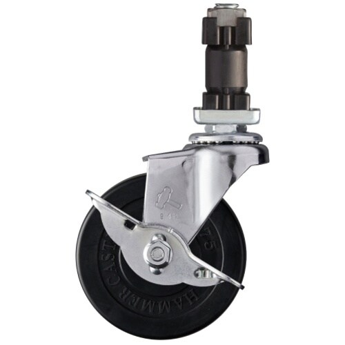 ハンマー パイプ差込み旋回式ゴム車輪 75mm 角