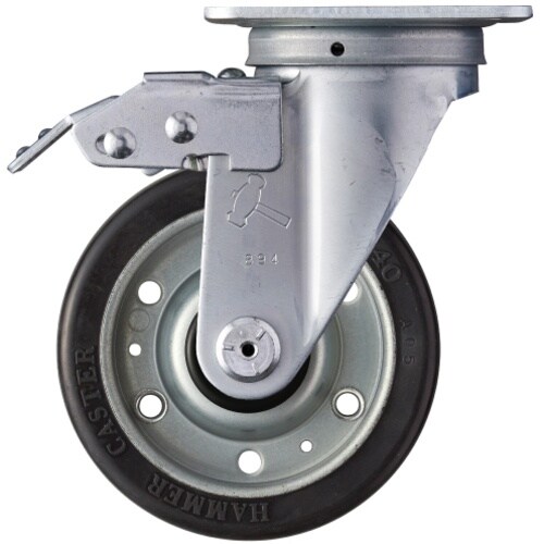 ハンマー スイッチキャスター ゴム車輪(ワイドタイ