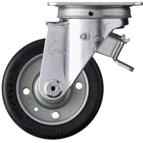 ハンマー スイッチキャスター ゴム車輪(ワイドタイ