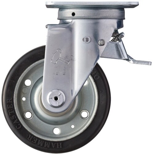 ハンマー スイッチキャスター ゴム車輪(ワイドタイ