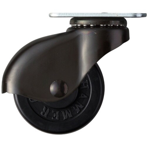 ハンマー 平付け旋回式ゴム車輪50mm 本体:黒色