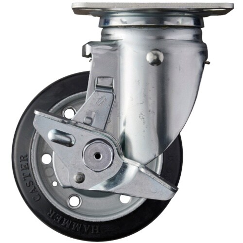 ハンマー 旋回式ゴム車輪 125mm ストッパー付