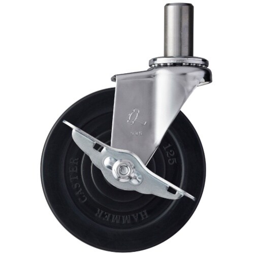 ハンマー 差込み旋回式ゴム車輪 125mm ストッ