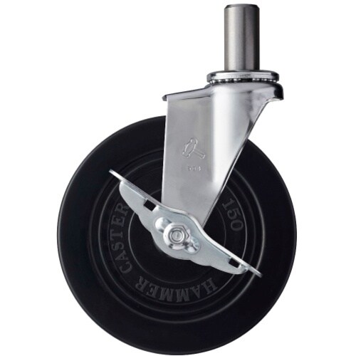 ハンマー 差込み旋回式ゴム車輪 150mm ストッ