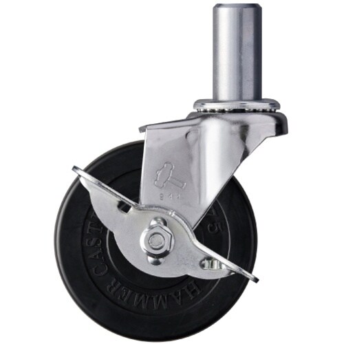 ハンマー 差込み旋回式ゴム車輪 75mm ストッパ