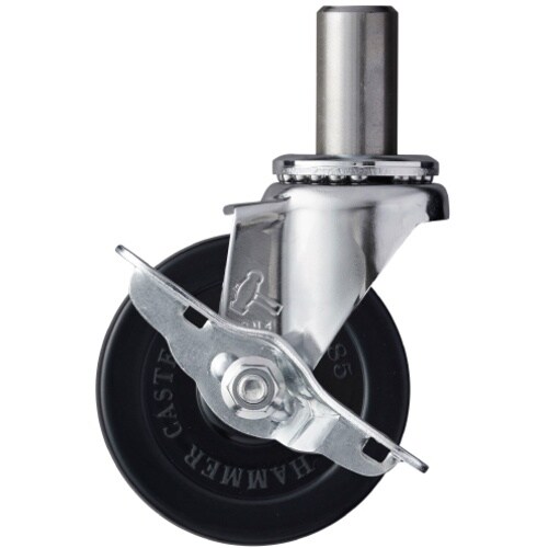 ハンマー 差込み旋回式ゴム車輪 85mm ストッパ