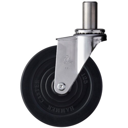 ハンマー 差込み旋回式ゴム車輪 125mm