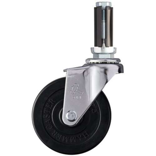 ハンマー パイプ差込み旋回式ゴム車輪 75mm φ