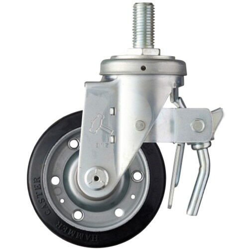 ハンマー ねじ込み旋回式ゴム車輪 125mm トー
