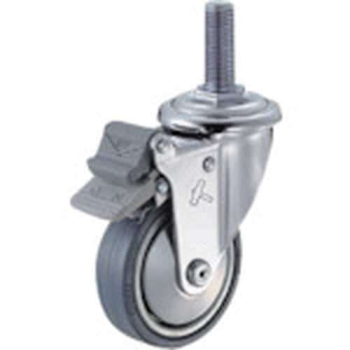 ハンマー ねじ込み旋回式ゴム車輪 100mm トー