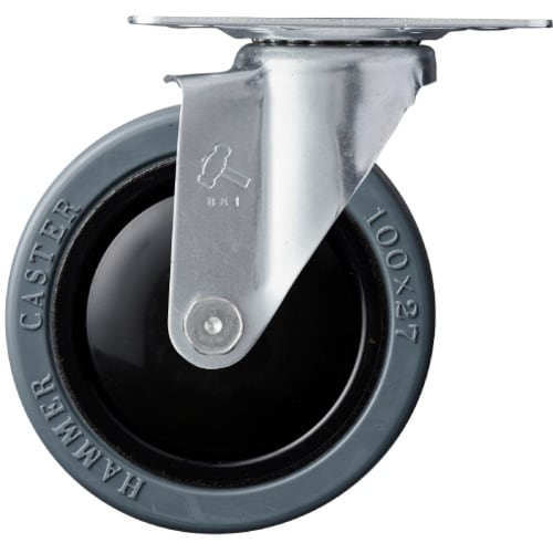 ハンマー 軽量薄板鋼板製旋回式ゴム車輪(ナイロンホ