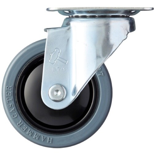 ハンマー 軽量薄板鋼板製旋回式ゴム車輪(ナイロンホ