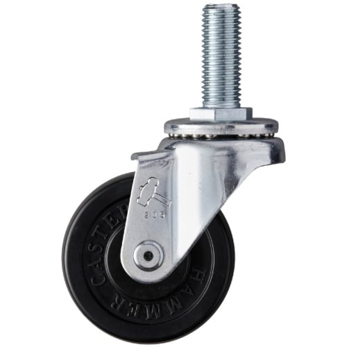 ハンマー ねじ込み旋回式ゴム車輪(ローラーベアリン