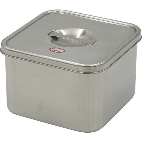 AS ステン角型ポットNO.6フタ付き