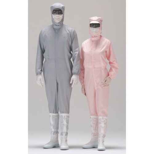 ミドリ安全 立体裁断構造超静電クリーンウェア グレ