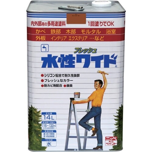 ニッぺ 水性フレッシュワイド 14L ライトカーキ