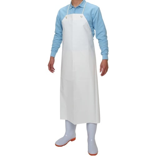 おたふく 6160 ウレタン前掛 胸付 白・ホワイ