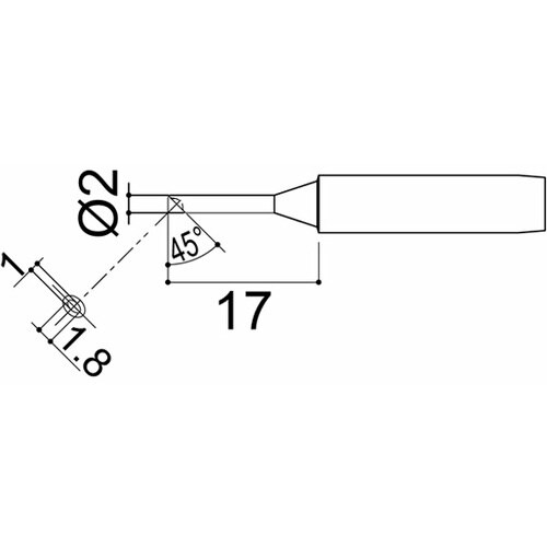 白光 こて先 2C型 溝付 はんだメッキ 1mm