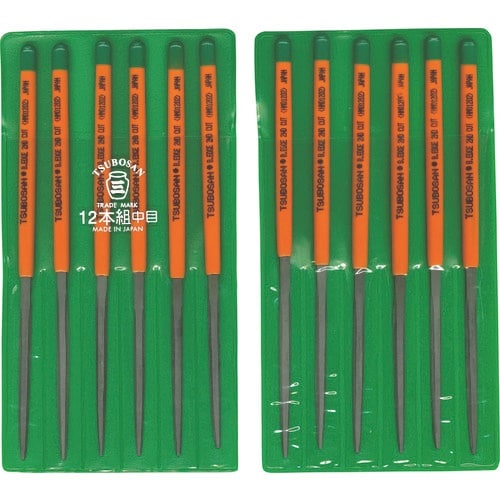 ツボサン 組ヤスリ 12本組 腹丸 中目