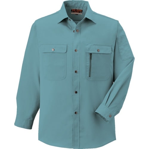 コーコス 長袖シャツH−198 9グリーン 4L