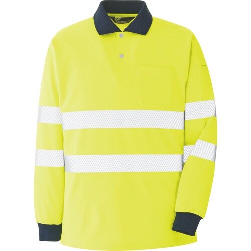 ミドリ安全 高視認 長袖ポロシャツ イエロー M