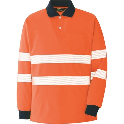 ミドリ安全 高視認 長袖ポロシャツ オレンジ 3L