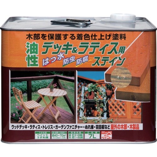 ニッぺ 油性デッキ&ラティス 7L オーク HUH