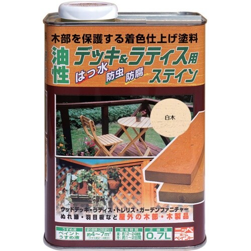 ニッぺ 油性デッキ&ラティス 0.7L 白木 HU