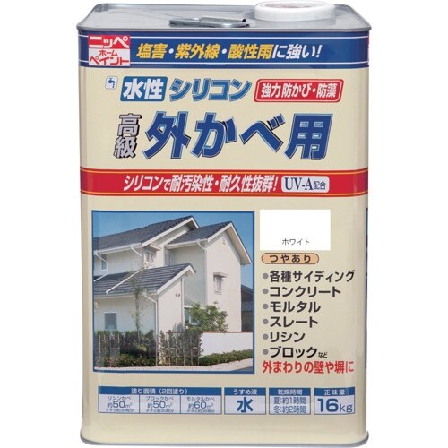 ニッぺ 水性シリコン外かべ用 16kg ホワイト