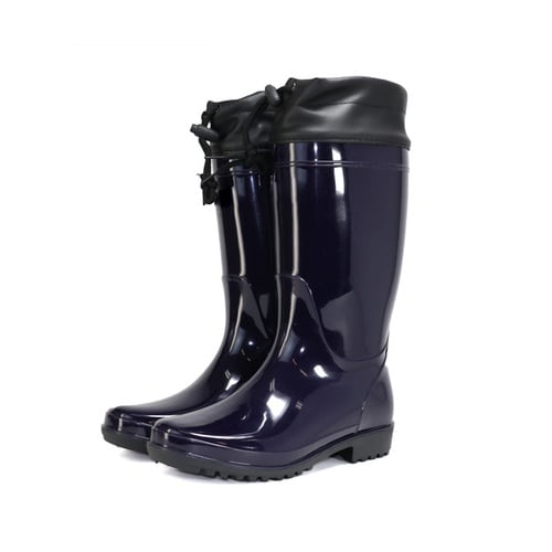 婦人フード付きPVCブーツS紺