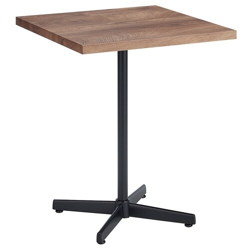 カフェテーブル角型×黒脚×人工銘木ブラウン