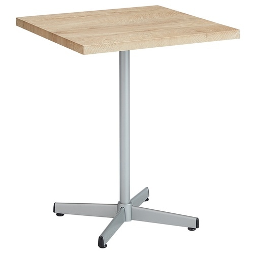 カフェテーブル角型×シルバー脚×人工銘木ナチュラル