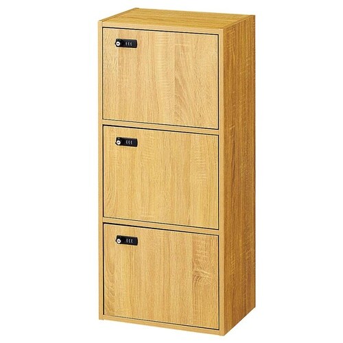 木製簡易ロッカー(ダイヤル錠) 3段