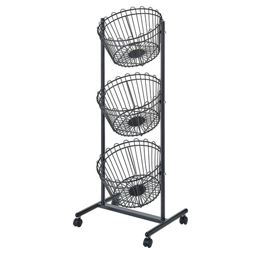 丸型投げ込みバスケット 3段 ブラック