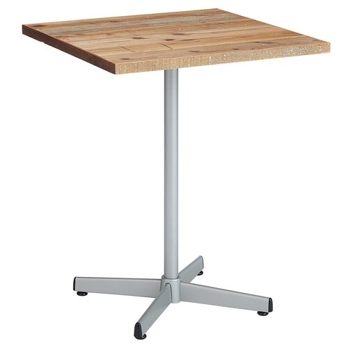 カフェテーブル角型×シルバー脚×杉古材