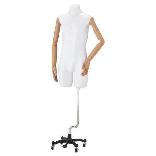 軽量ABS製 紳士腕付きトルソー キャスター付き
