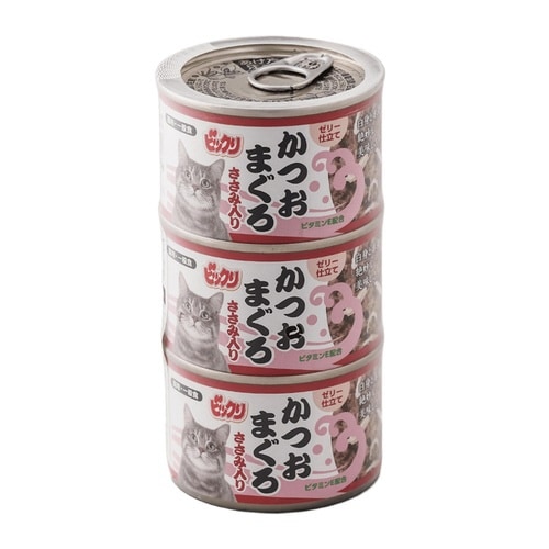 ビックリ 猫パウチかつおささみ入り