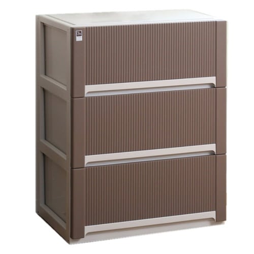 チェスト オーラ ワイド 深型 3段 ブラウン