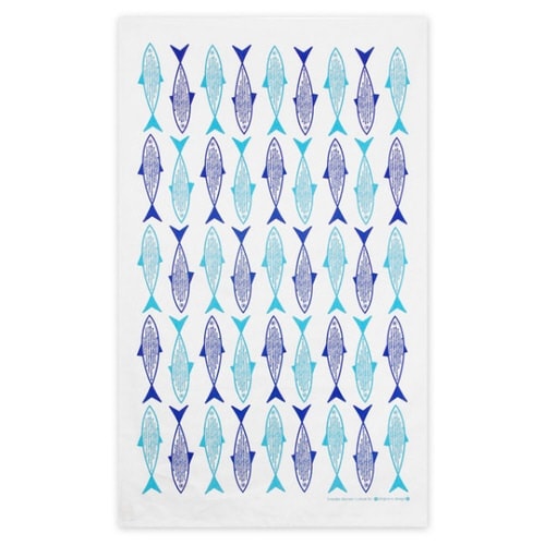 キッチンクロス 綿 北欧 ブルー&ライトブルー