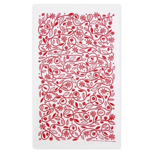 キッチンクロス 綿 北欧 アイビー レッド