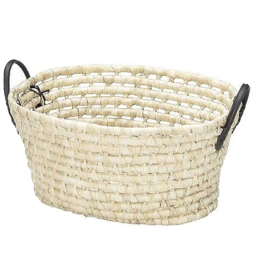 かご ソフトバスケット メイズ 楕円型 持ち手付き