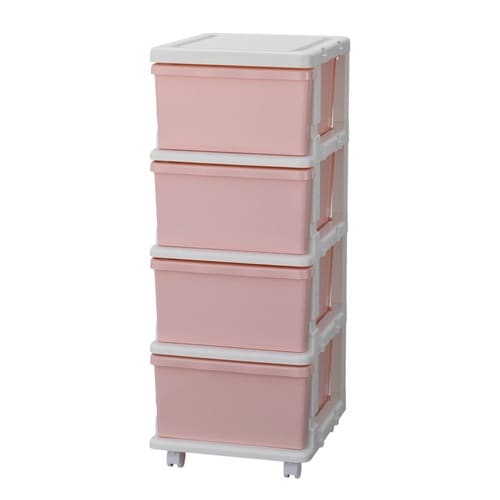 収納ケース カラーシーズユニット 4段 WHピンク