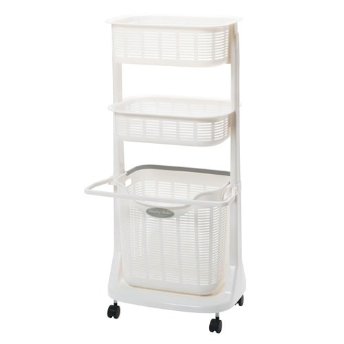 ランドリーバスケット バスマット干し付き 3段