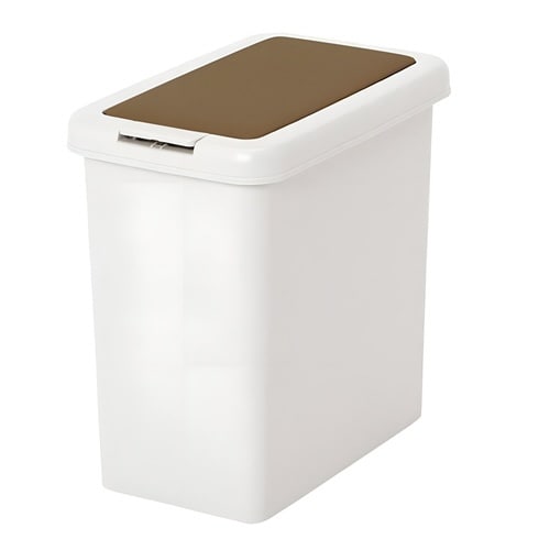 ゴミ箱 ふた付き スリムプッシュ ライトブラウン