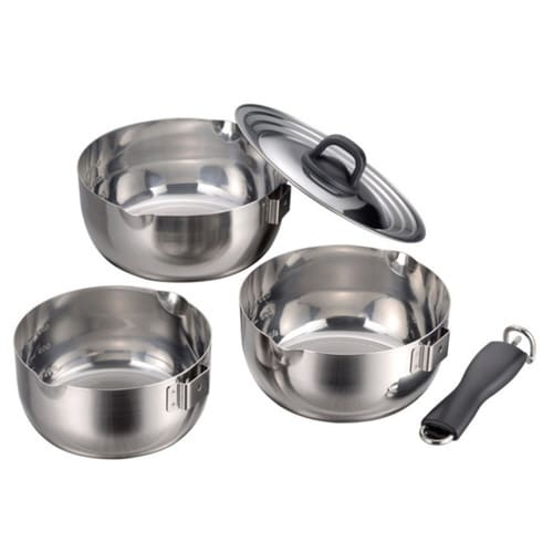 鍋5点セット IH対応 蓋付き 着脱ハンドル付き