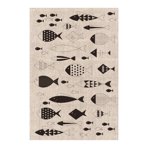 キッチンタオル 綿 麻 リネン 北欧 フィッシズ