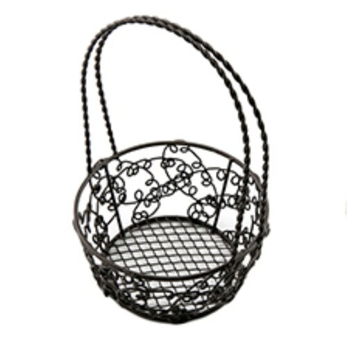 バスケット 丸型 持ち手付き 約 ブラウン