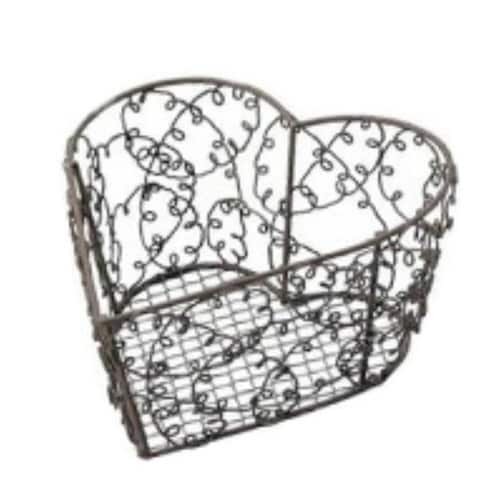 バスケット ハート型 小物入れ 約 ブラウン